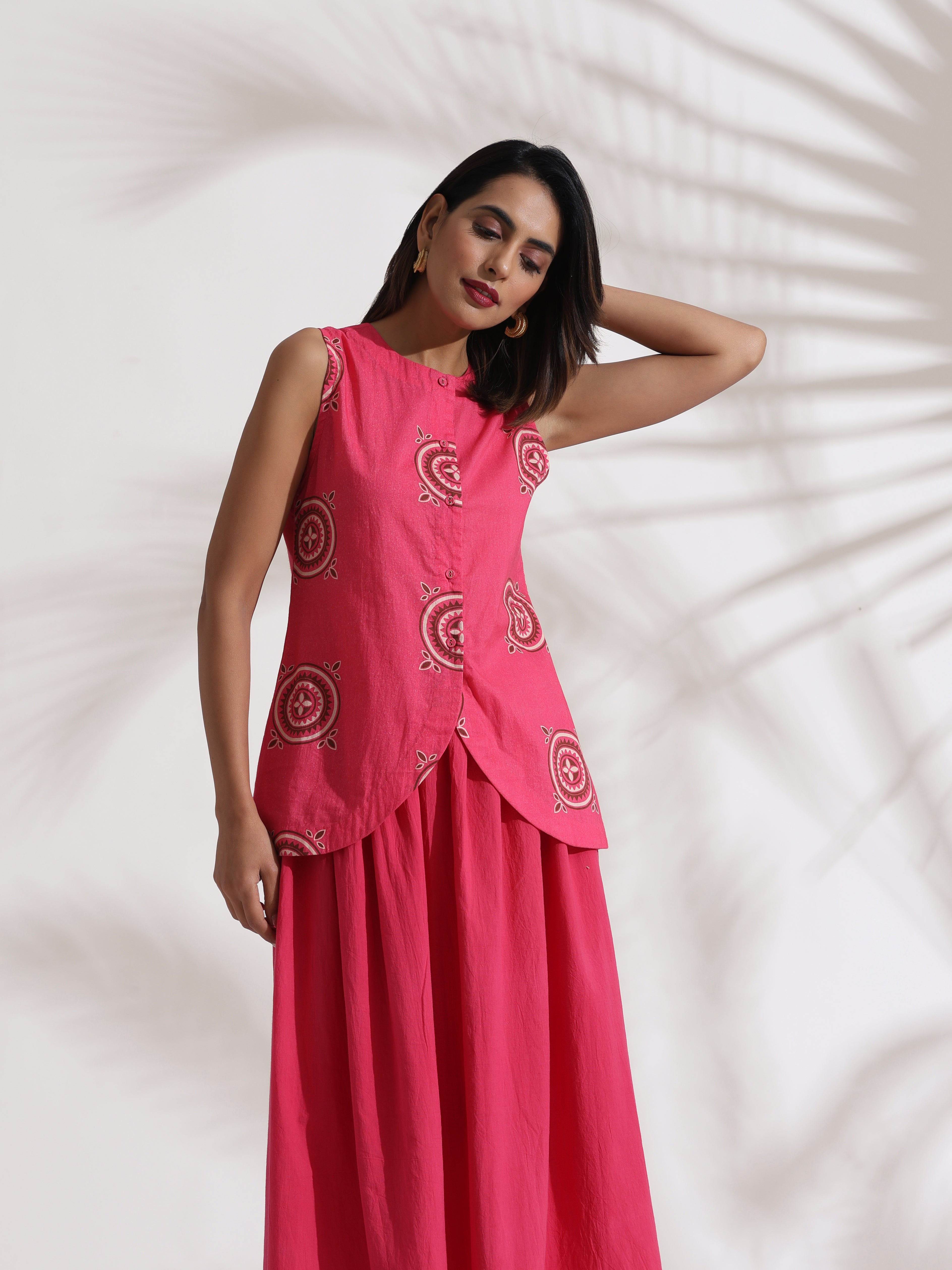 trueBrowns Pink Cotton Skirt Co-ord Set