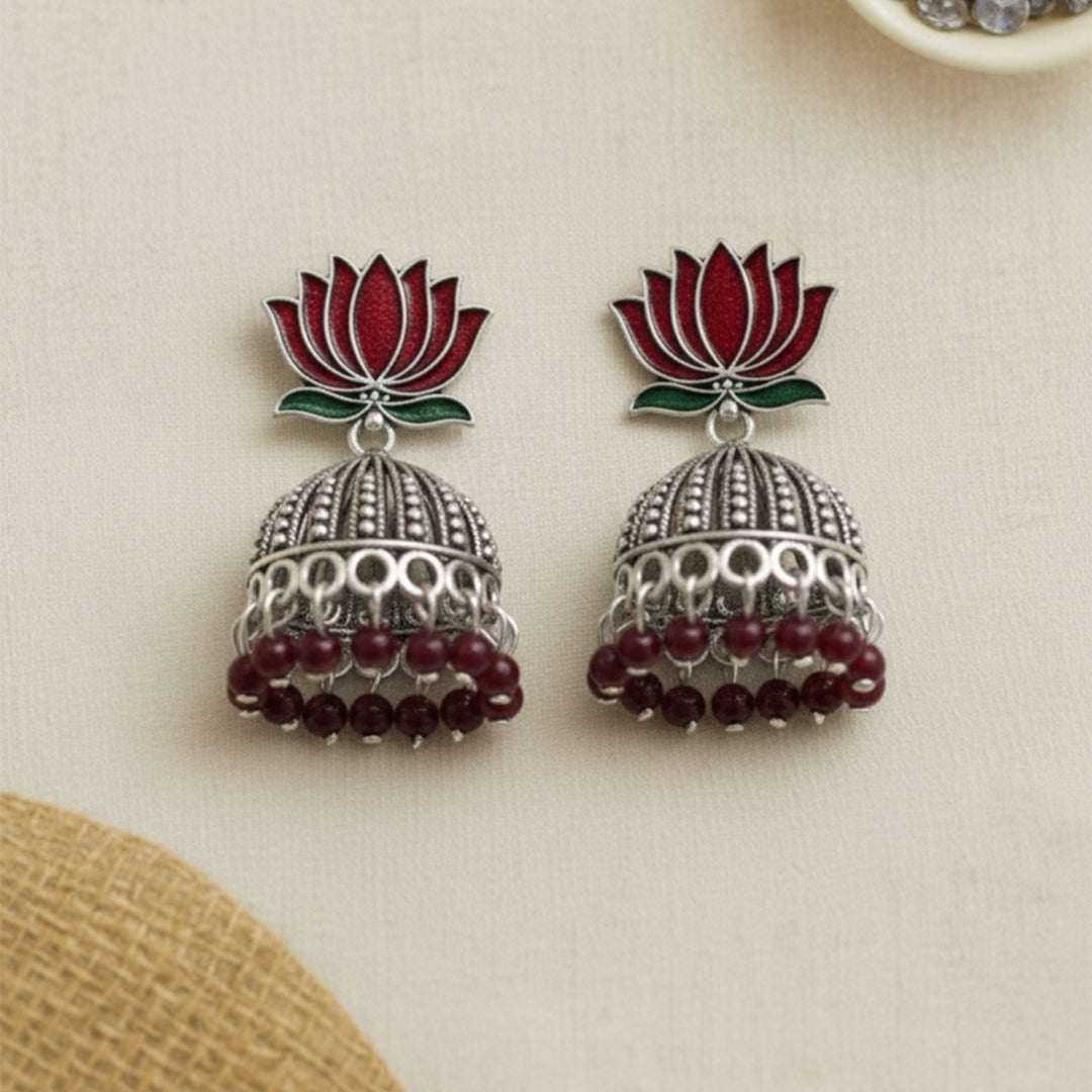 trueBrowns Red Lotus Jhumkas