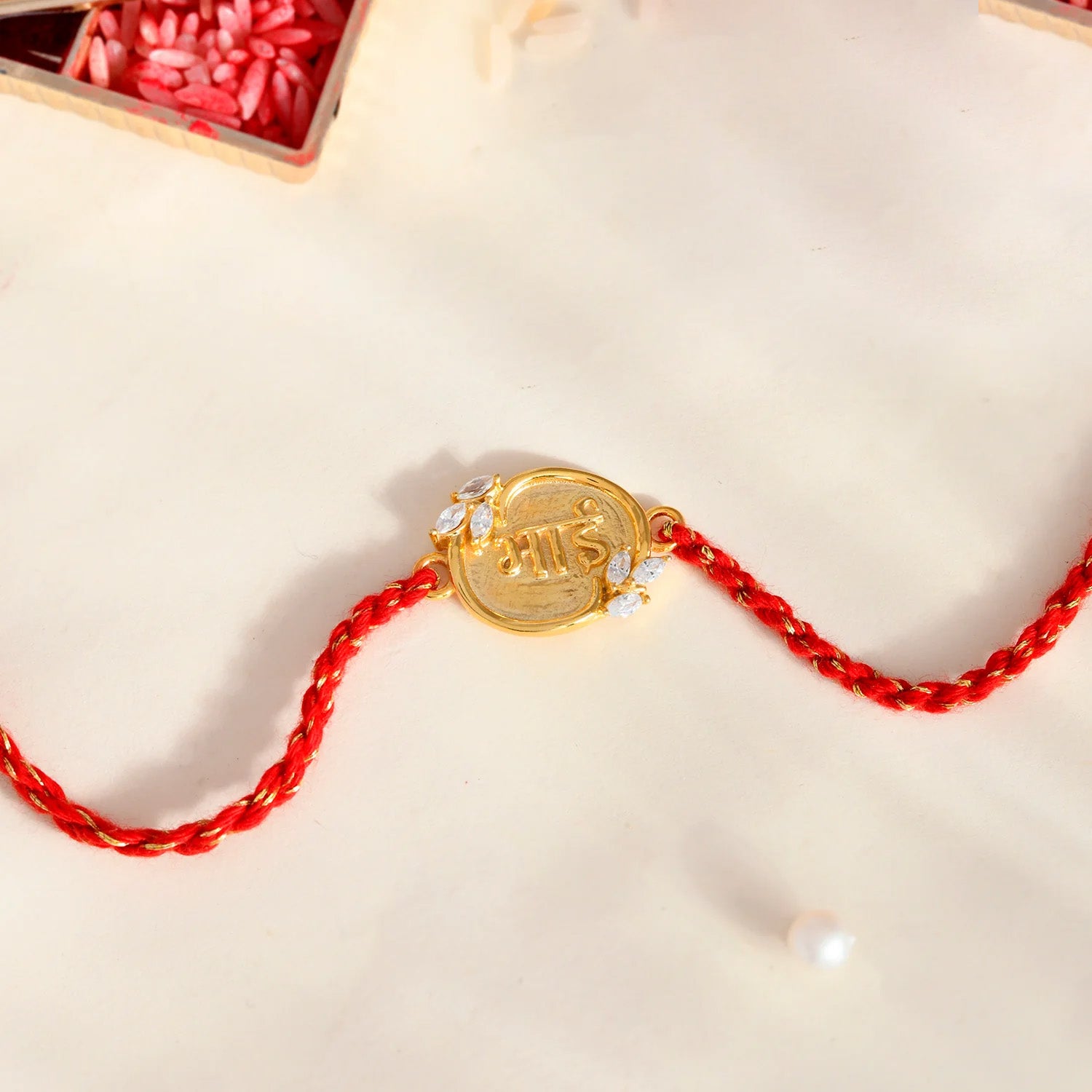 trueBrowns Sterling Silver Red "Bhai" Floral Rakhi