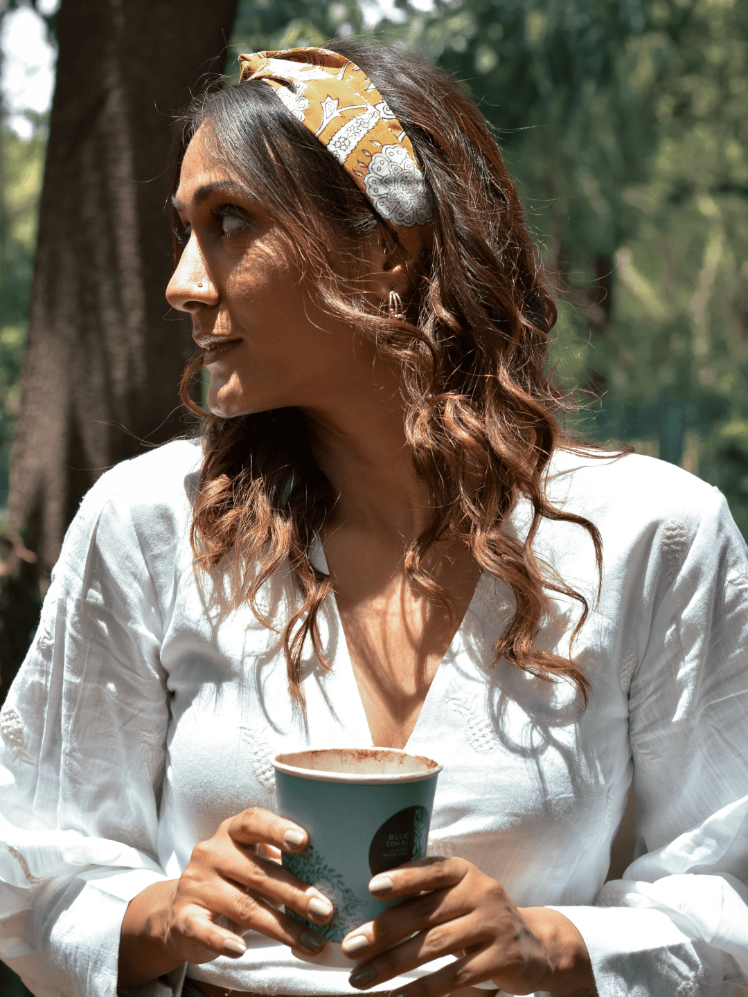 Yellow Hand Block Print Bandana - trueBrowns