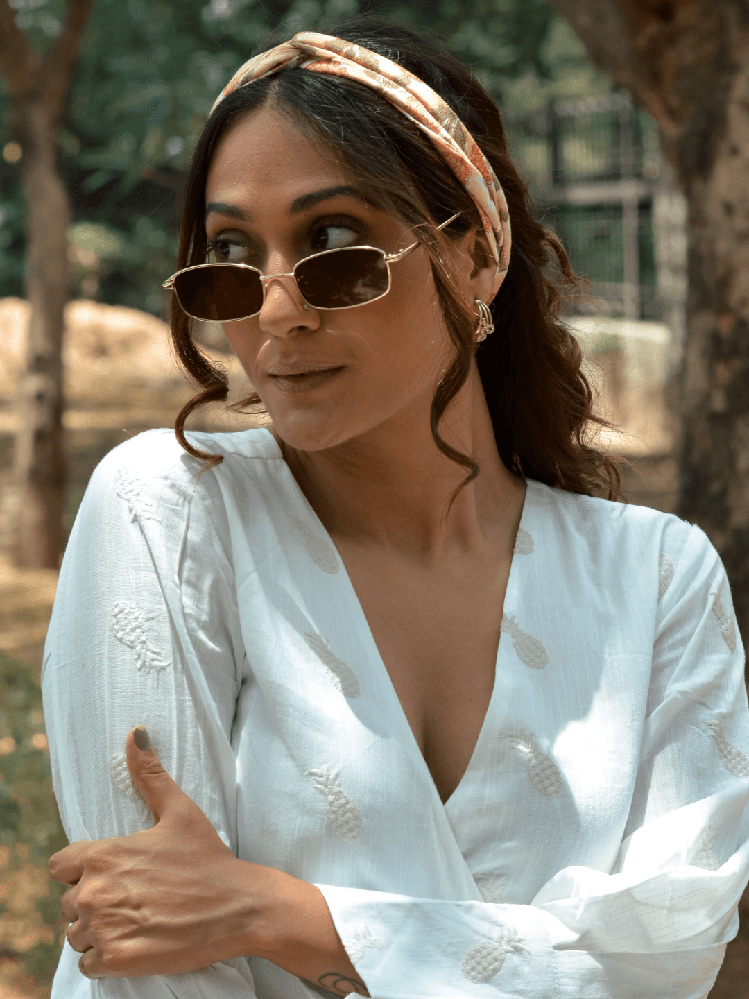 Peach Cotton Block Print Bandana - trueBrowns