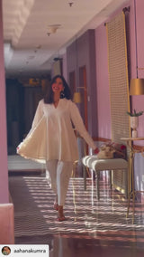 Ivory Gold Cotton Flared Co-Ord Set