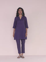 trueBrowns Purple Cotton Relaxed Co-ord Set