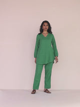 trueBrowns Green Cotton Dobby Relaxed Co-ord Set
