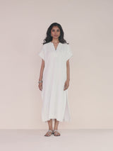 trueBrowns White Cotton Oversized Dress