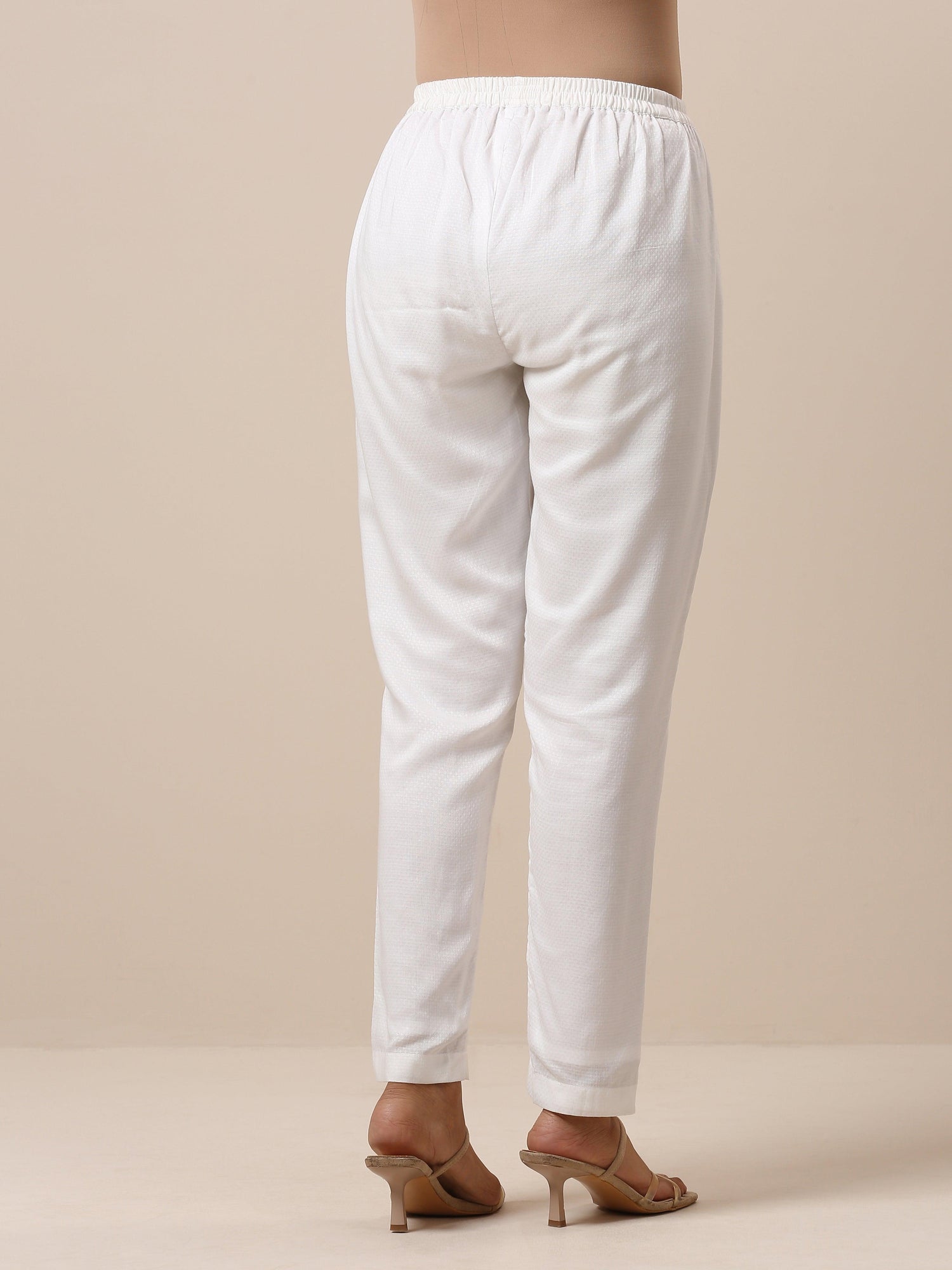 Cotton White Textured Pant - trueBrowns