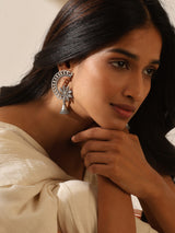 Silver-Plated Crescent Jhumka Earrings