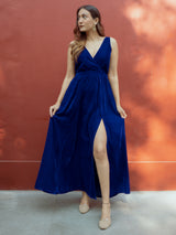 Blue Velvet Sleeveless Dress