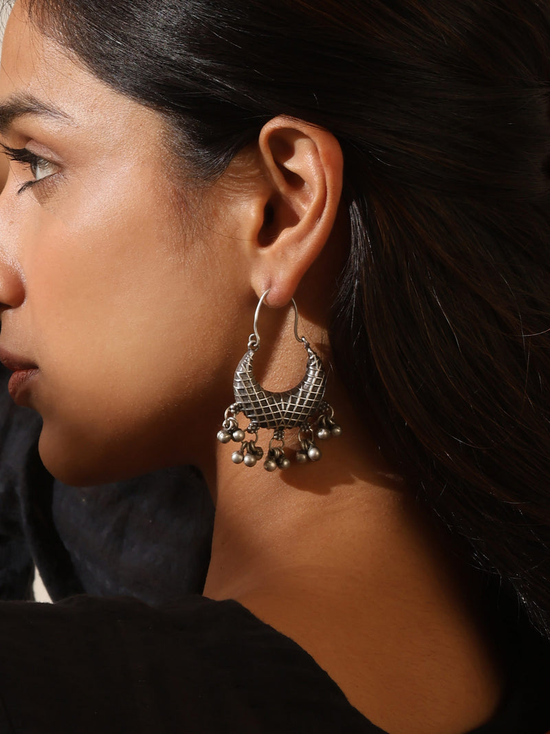 Silver- Plated Contemporary Hoop Earrings