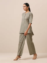 Cotton Olive Green Short Co-Ord Set - trueBrowns