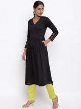 Black Embellished Sleeve Kurta-Pant - trueBrowns