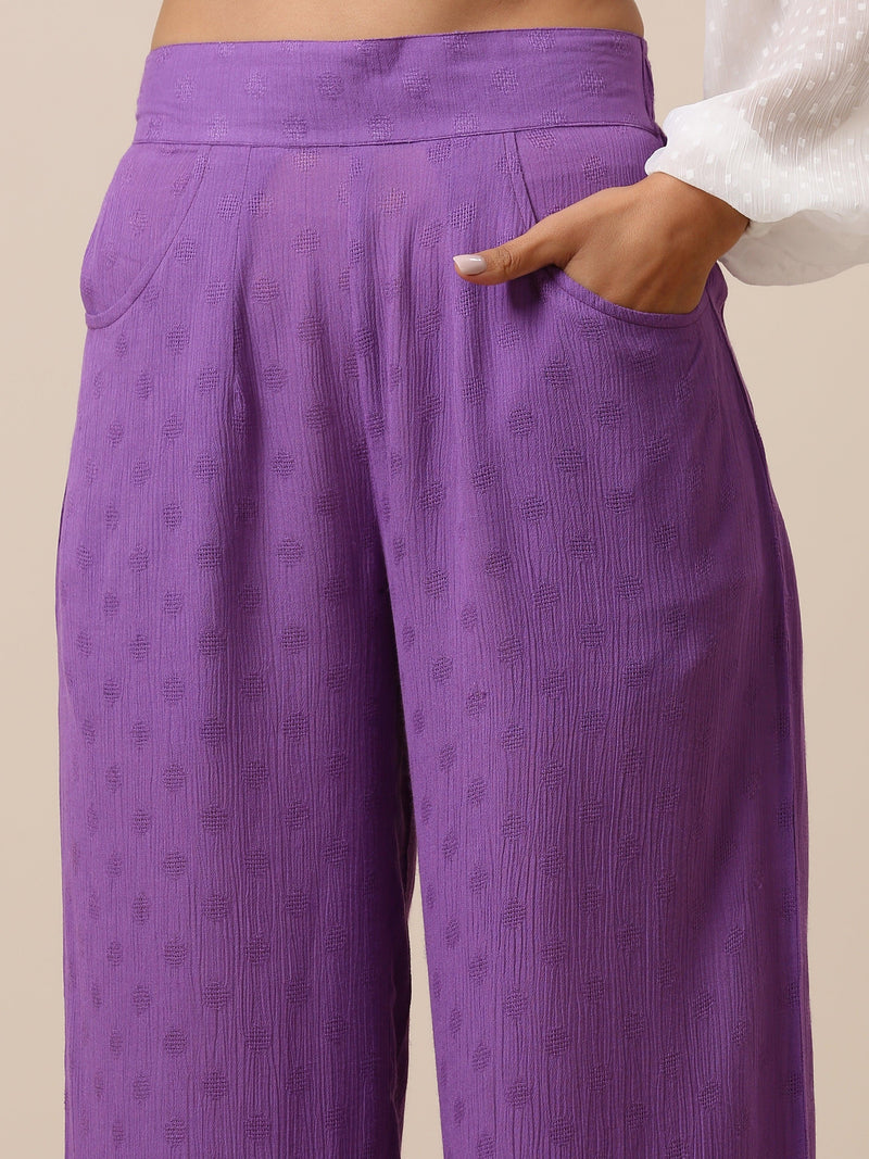 Cotton Purple Weave High Waist Pant - trueBrowns