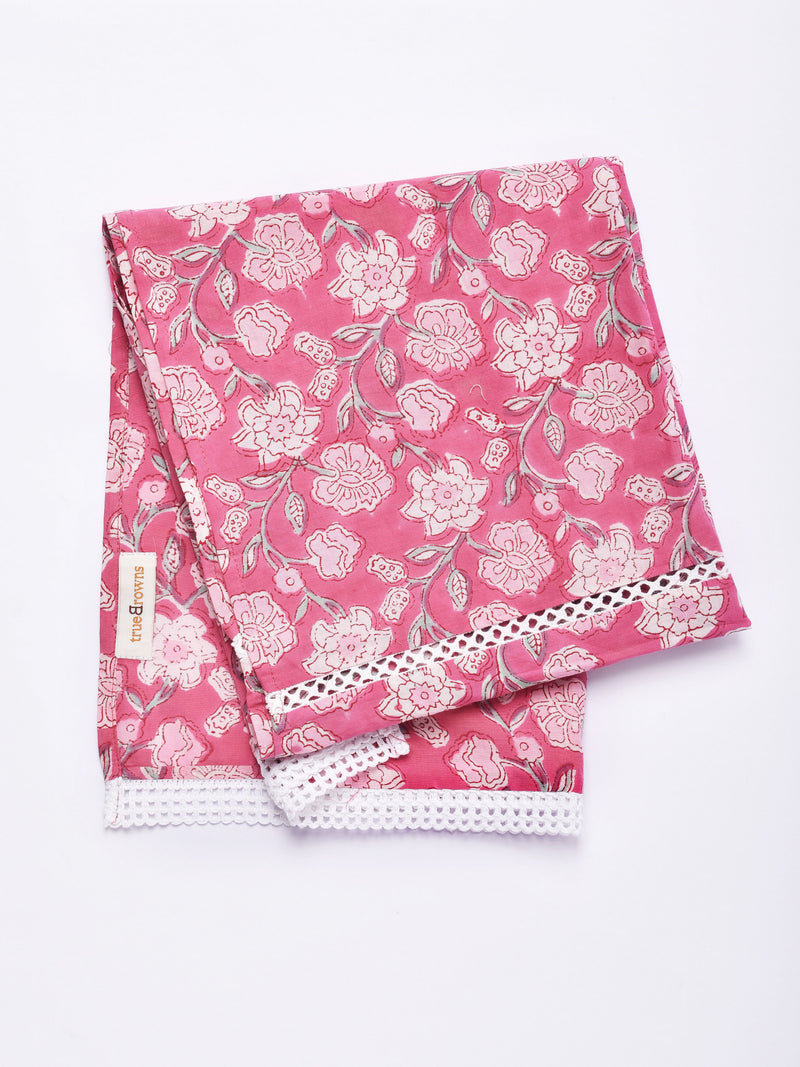 Pink Overall Block Print Cotton Stole