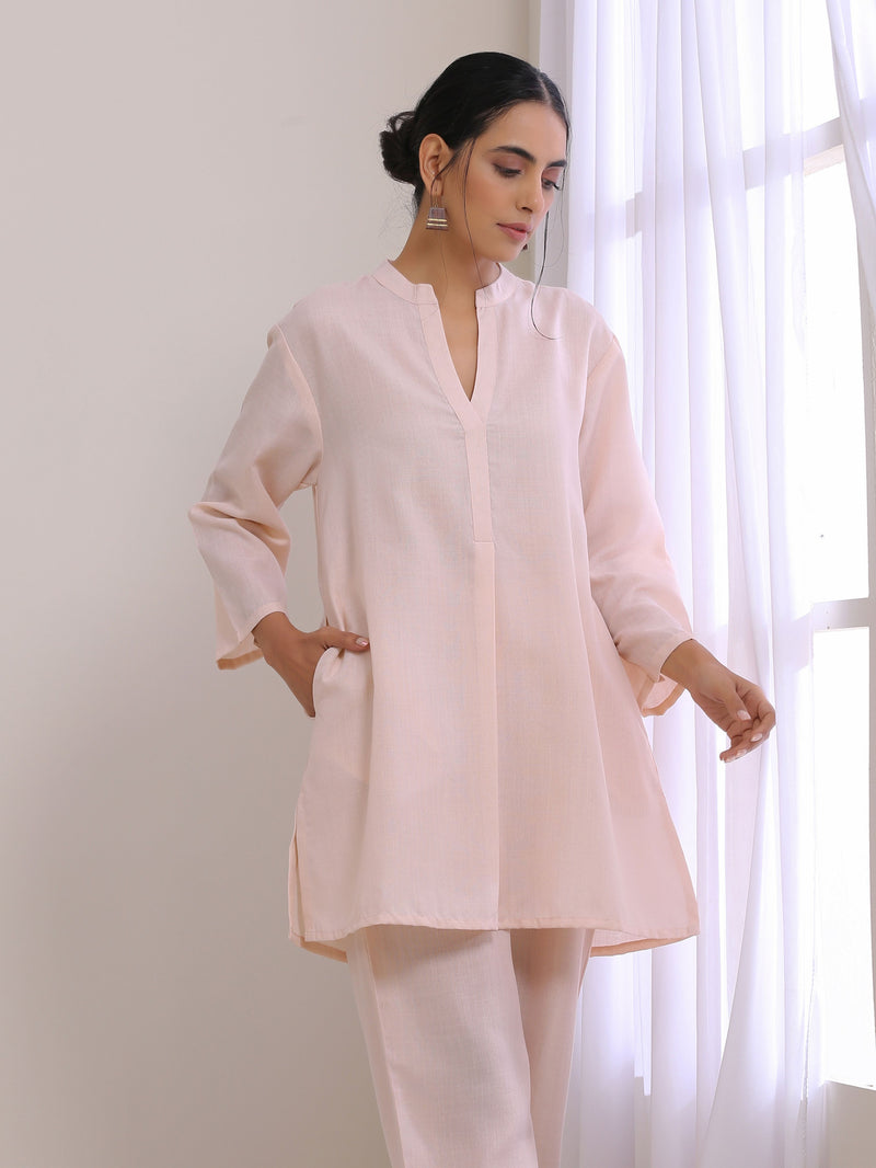 Pink Slub Relaxed Fit Co-Ord Set