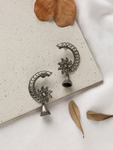 Silver-Plated Crescent Jhumka Earrings