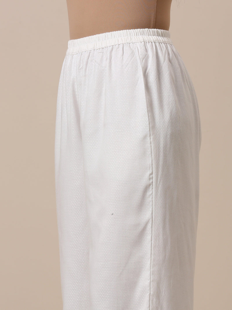 Cotton White Textured Curve Pant - trueBrowns