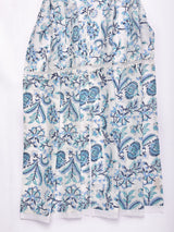 White Overall Blue Print Cotton Stole