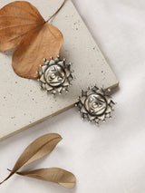 Silver-Plated Circular Stud Earrings