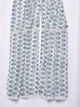 White With Blue Print Cotton Stole