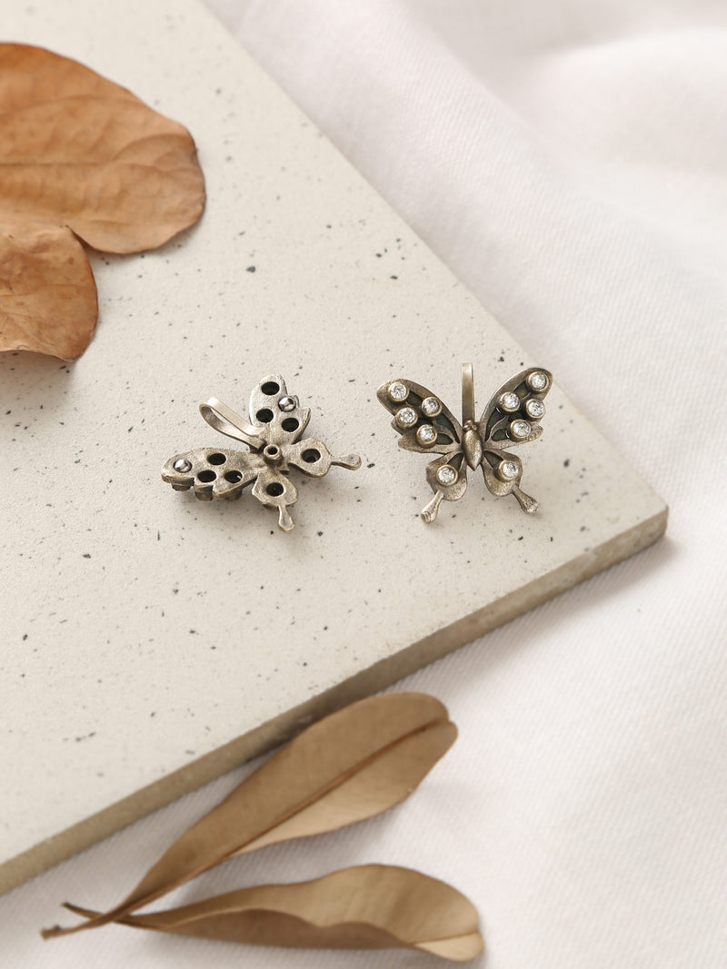 Silver-Plated Butterfly Ear-cuffs