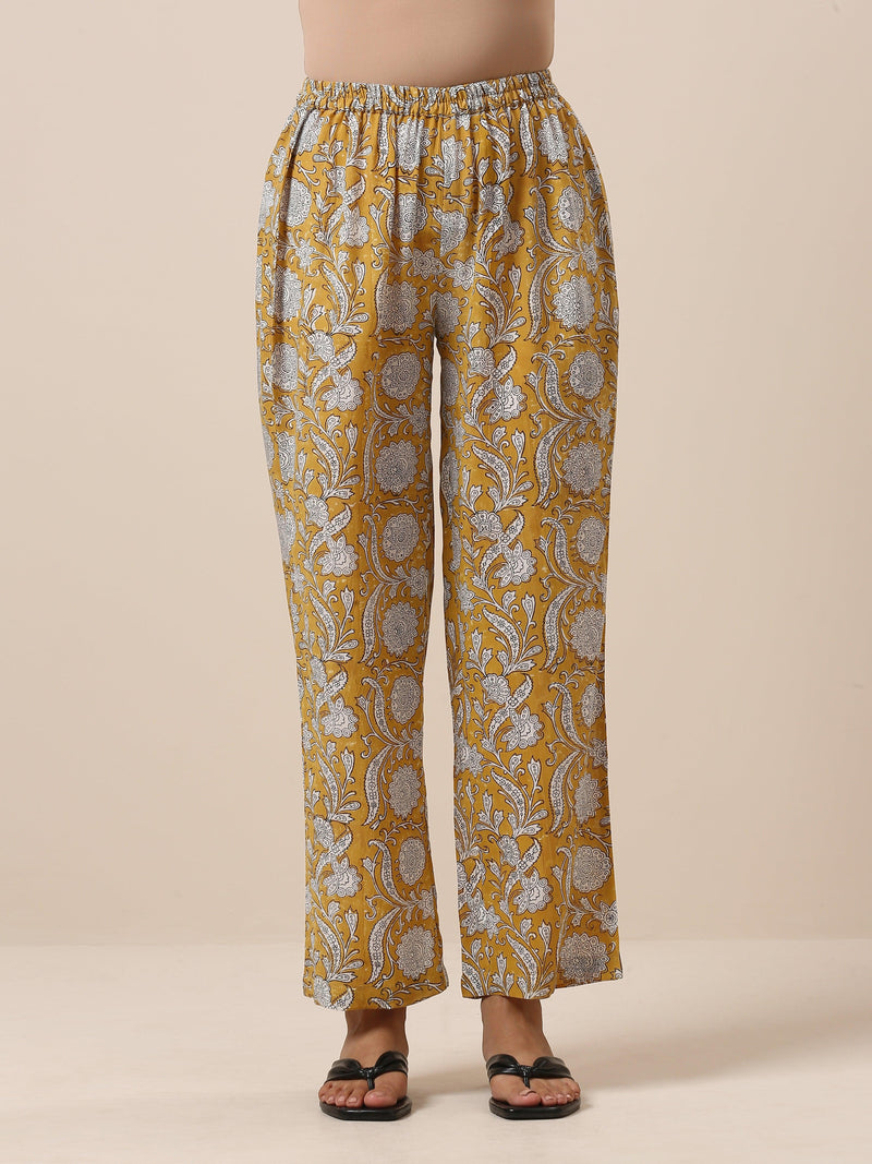 Cotton Hand Block Printed Yellow Co-Ord Set - trueBrowns