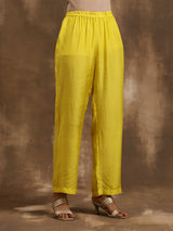 Lime Lehariya Printed Silk Kaftan Pant Set