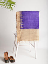 Violet Handwoven Pure Tussar and Ghicha Silk Stole - trueBrowns