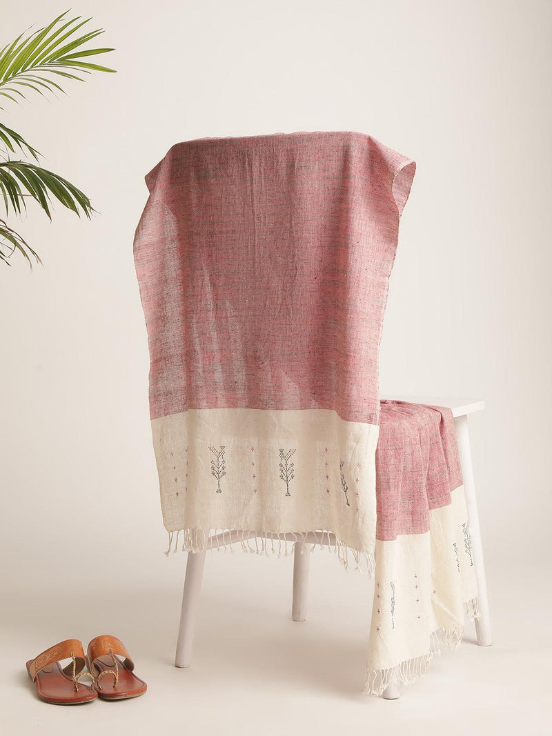 Dusty Pink Handwoven Organic Kala Cotton Stole - trueBrowns