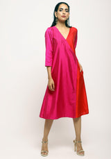 Pink Contrast Overlap Dress - trueBrowns