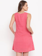 Pink Grid Gathered Dress - trueBrowns