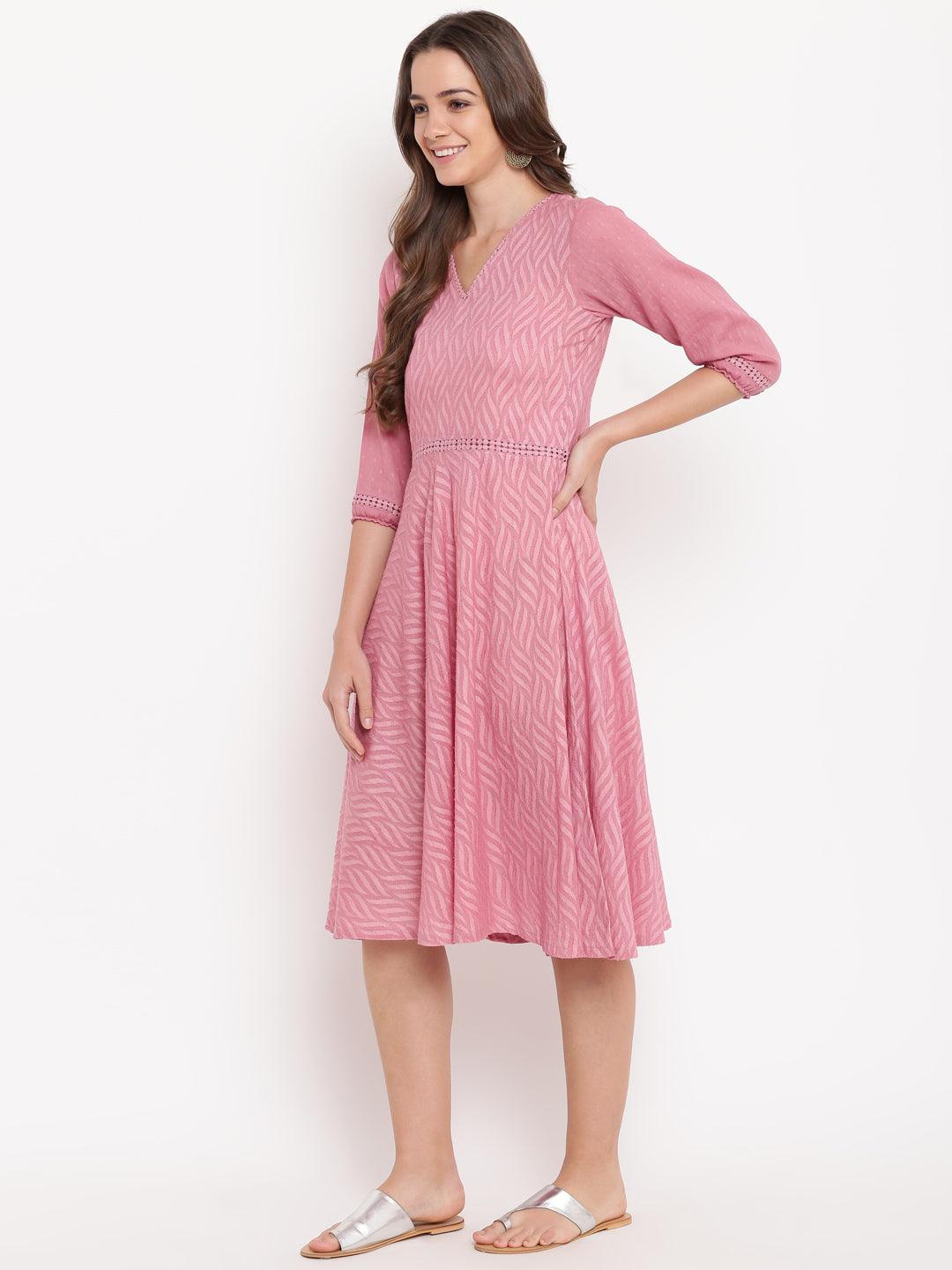 Pink Floral Dobby Lace Dress - trueBrowns