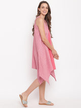 Pink Dobby V-Asymmetric Dress - trueBrowns
