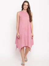 Pink Dobby Asymmetric Dress - trueBrowns