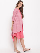 Brick Pink Dobby Asymmetric Dress Reversible Jacket - trueBrowns