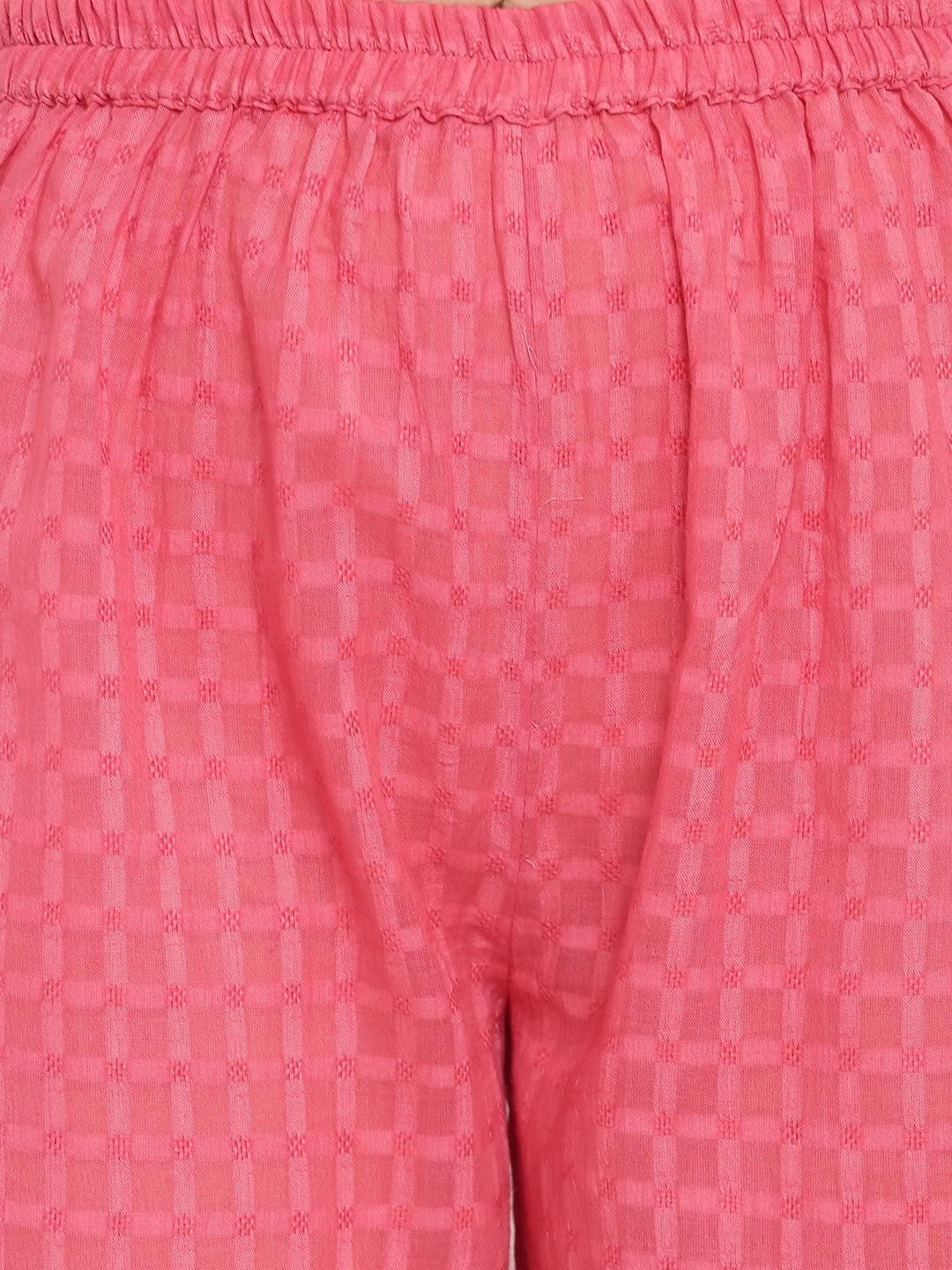 Brick Pink Asymmetric Kurta-Palazzo - trueBrowns