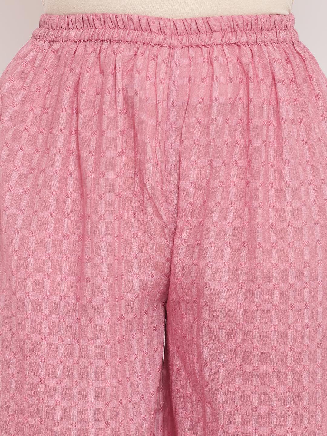 Pink Pin-Tucks Kurta-Palazzo - trueBrowns