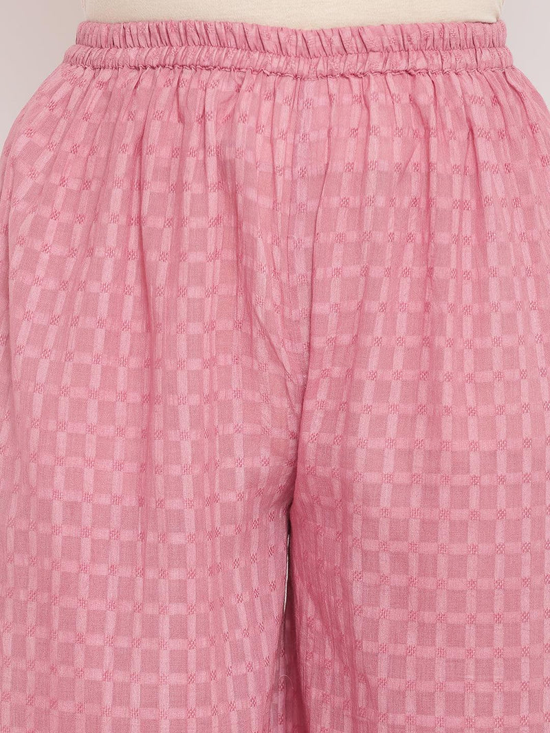 Pink Pin-Tucks Kurta-Palazzo-Jacket - trueBrowns
