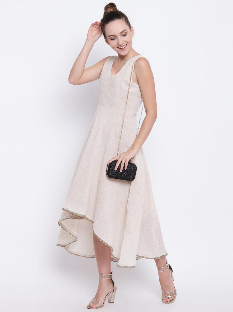 Beige Pure Cotton Asymmetric Dress - trueBrowns