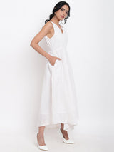 White Cotton Panelled Flare Dress - trueBrowns