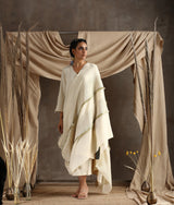 Ivory Pure Cotton Lace Saree - trueBrowns