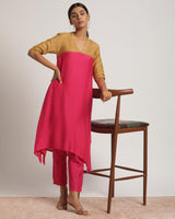 Silk Pink Flared Kurta Pant Set - trueBrowns